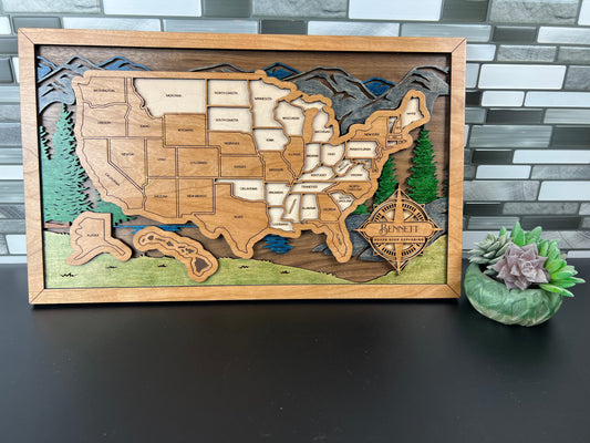 Personalized US State Bucket List Map
