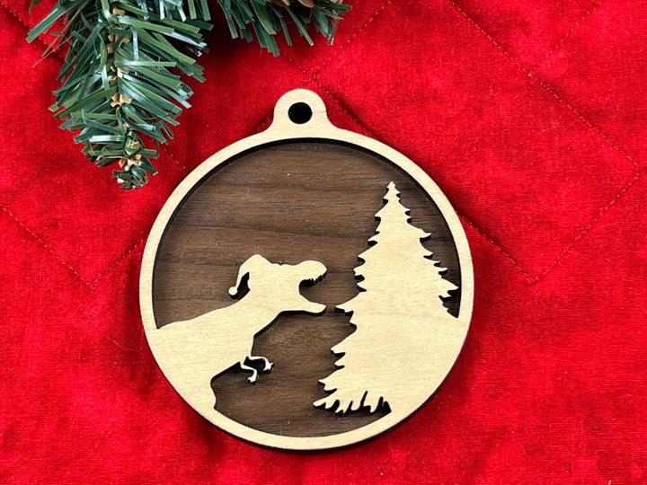 T-Rex and Christmas Tree Ornament