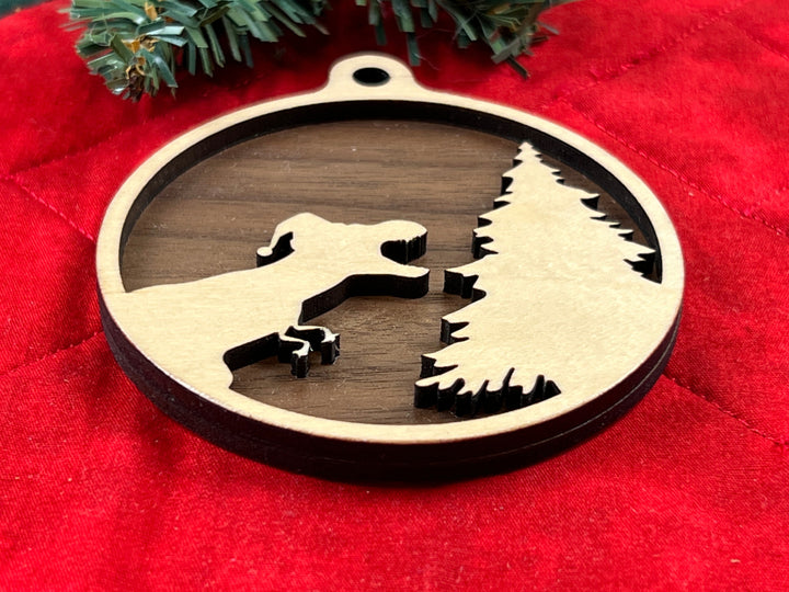 T-Rex and Christmas Tree Ornament