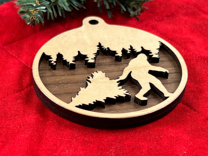 Bigfoot and Christmas Tree Ornament