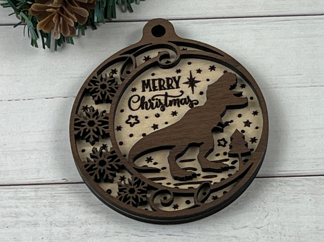 Merry Christmas T-Rex Ornament